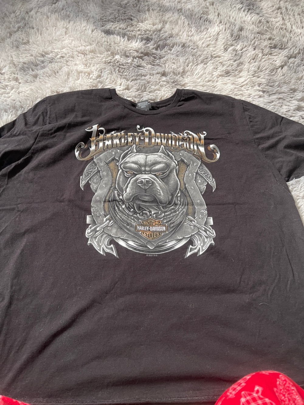 Harley-Davidson Black Graphic Bulldog Logo Tee with Metallic Accents